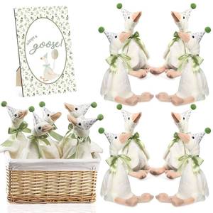 lot 19126 image: Blueweenly 8 Sets One Silly Goose Birthday Decoration 15.7 Inch Soft Silly Goose Stuffed Animal Hat with Wood Table Decor for Birthday Party Decoration