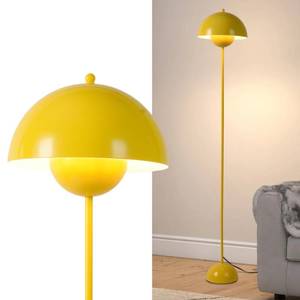 lot 19128 image: Mid-Century Modern Metal Bud Floor Lamp for Home and Office, Lemon Yellow