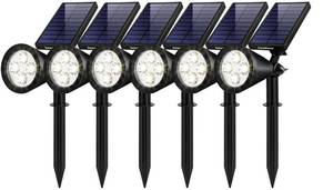 lot 19131 image: InnoGear 6 Solar Lights Outdoor Spotlight Garden Yard Landscape Flag, White (Used, 4 ONLY)