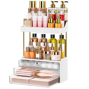lot 19144 image: caktraie 3-Drawer 2-Tier Acrylic Makeup & Bathroom Vanity Organizer
