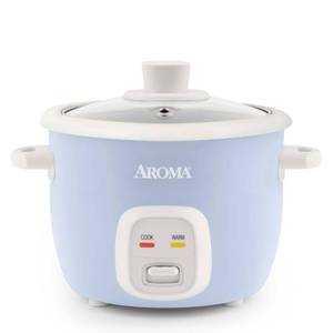 lot 19146 image: AROMA� Mini Rice Cooker, 2-Cup (Uncooked)  4-Cup (Cooked), Grain Cooker, Soup Maker, Oatmeal Cooker, Auto Keep Warm, 1 Qt, Blue, ARC-302NGBL