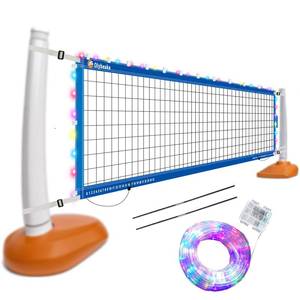 lot 19147 image: Olybeaka Reinforced Anti-UV Replacement Pool Volleyball Net Only with Scoring Clamps, 15 ft Net - Easy Set Up and Long Lasting (Pool Volleyball net with led)
