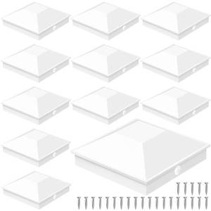 lot 19173 image: Goovilla 4x4 Post Caps White(Actual 3.5 x 3.5), 12 Pack with 24 Screws