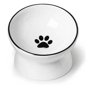 lot 19178 image: ONTUBE Ceramic Raised Cat Dishes Bowl, 10 oz (White)
