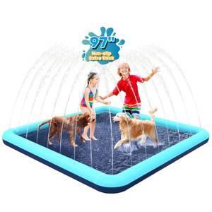 lot 19182 image: Bilibara 97 Splash Pad for Dogs, Non-Slip Sprinkler for Kids, Square Splash Pad for Kids Ages 4-8, Splash Pads for Toddlers 1-3, Dog Sprinkler Shallow Pool, Outdoor Water Toys for Backyard, Teal