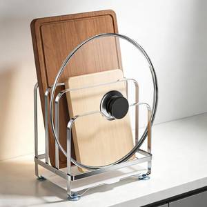 lot 19184 image: SOPHREPT Cutting Board Organizer Rack with Draining Tray, 3 Slot