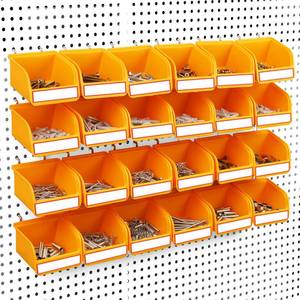 lot 19187 image: ELEAD Pegboard Bins Organizer Set 24-Pack - Durable Storage Tray for Screws, Nuts, Bolts, Hardware, Crafts, Accessories  Fits Standard Pegboards  24 Labels for Garage Workshop Craft Room