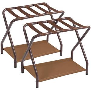 lot 19192 image: AMHANCIBLE Luggage Rack, Set of 2, Foldable Suitcase Stands for Guest Room