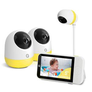 lot 19195 image: Ellie Pro Baby Monitor with 2 Cameras,5 IPS 2K UHD Resolution,6000mAh Battery, Remote Pan-Tilt-5X Zoom, 2-Way Talk,No WiFi, Night Vision, Virtual Fence and 1000ft Range
