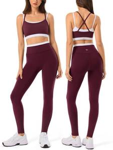 lot 20030 image: Women Workout Sets Cross Back Strappy Sports Bra High Waist Seamless Yoga Leggings 2 Piece Outfits for Gym,Lounge Wear (Large)