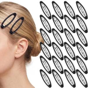 lot 20055 image: obeoby 30 Pcs Snap Hair Clips, 2.7-in Oval Barrettes for Women, Black