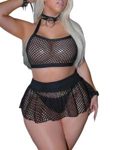 lot 20062 image: SOLY HUX Womens Plus Size Fishnet Lingerie Sexy Mesh Teddy Babydoll Set (XXL)