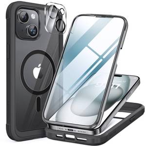 lot 20067 image: miracase Magnetic for iPhone 15 Plus Case 6.7,only for 15 Plus Phone Case Cover with Built-in 9H Tempered Glass Screen Protector,not for ProPro Max,Magnetic Black