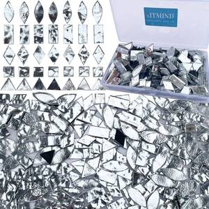 lot 20068 image: LITMIND Silver Stained Glass Mirror Mosaic Tiles with Black Backing - 240 Pieces in 5 Shapes (Rectangle, Triangle, Rhombus, Square, Leaf) Mixed Sizes for Crafts, Mosaic Projects & Home D�cor