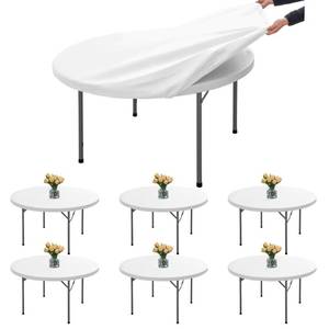 lot 20076 image: RichSets Fitted Table Cloth Round Cover, Non-Slip Elastic Edge, 6-Pack