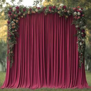 lot 20097 image: ESGOTBME 10x10ft Wrinkle Free ��Burgundy Backdrop Curtain for Parties Soft Fabric Drapes Wedding ��Curtain Backdrop for Birthday Party Decorations Background for Photography 5x10ft, 2 Panels