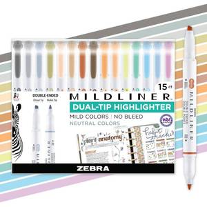 lot 20107 image: Zebra Pen MILDLINER Highlighter, Neutral Vintage Colors, Dual Tip, 13-Pack (Damaged)