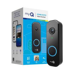 lot 20109 image: Chamberlain myQ Video Doorbell  2K Camera, BatteryWired, Color Night Vision, Live with 2-Way Talk, Motion Detection & Real-Time Alerts, 150 Deg Wide View, Black