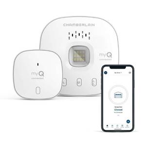 lot 20110 image: CHAMBERLAIN Smart Garage Control - Wireless Garage Hub and Sensor with Wifi & Bluetooth - Smartphone Controlled, myQ-G0401-ES, White