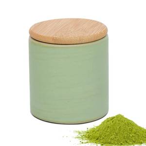 lot 20115 image: Artcome Ceramic Matcha Powder Container with Bamboo Lid - Airtight & Stylish for Matcha Storage