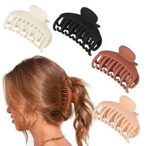 lot 20123 image: DEEKA 4 PCS Double Row Teeth Hair Claw Clips 2.5 Medium Hair Clips for Thin Hair Small Matte Clips Short Fine Hair Accessories for Women and Girls -Black Brown