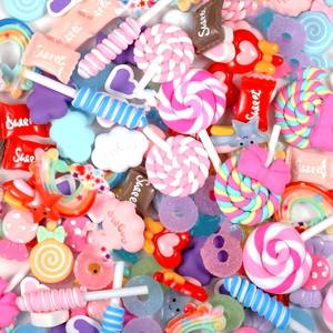 lot 20138 image: WILLBOND 120 Pieces Flatback Charms, Mixed Candy Sweets Resin Cabochons