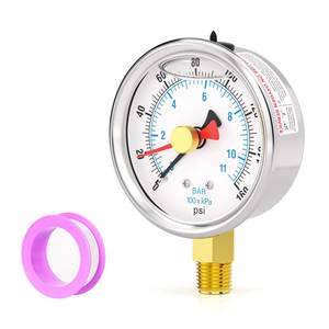 lot 20180 image: BOGERDACK 0-160PSI Stainless Steel with Reset Pointer Liquid Filled Pressure Gauge, 2.5 Dial Size, 14 NPT Lower Mount, for Tube, Water Pump, Gas, Liquid, Pressure Test