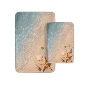 lot 20194 image: Britimes Bathroom Rug Mat Set of 2, 16x24  20x32 Inch, Beach Starfish