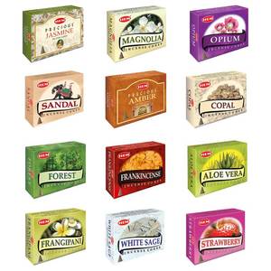 lot 20196 image: Hem 12 Assorted Boxes of Incense Cones, (120 Total) Natural Fragrance for Aromatic Rooms  Odor Remover Incense for Stress Relief & Relaxation