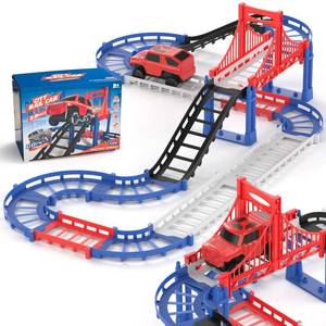 lot 20205 image: JOYBLI DIY Construction Race Track Set, 24 Pieces with Battery Powered Car,Bridge Building Track ��Assembly Track Builder Playset Gifts Toys for Boys Kids Age 6 7 8