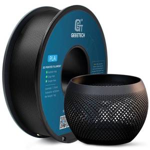 lot 20206 image: Geeetech PLA Filament 1.75mm Black, 1kg (2.2lbs) Spool, Neatly Wound 3D Printer Filament, Tangle-Free, Dimensional Accuracy - 0.02mm, Fits Most FDM 3D Printers