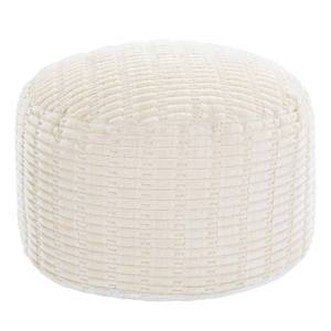 lot 20208 image: HOMBYS Unstuffed Ottoman Pouf Cover,Round Faux Fur Foot Stool, Fuzzy Chair, Floor Bean Bag(No Filler),Foot Rest with Storage for Living Room, Bedroom, Office, Striped Tufted (Beige)