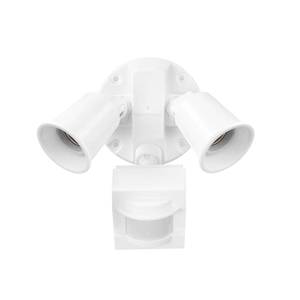 lot 20209 image: Globe Electric 17000269 110-Degree 240 W Twin Head White Hardwired Motion Sensor Security Flood Light, Spotlight, Outdoor, Outside House Lights
