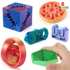 lot 20213 image: JOYIN 6PCS 3D Printed Fidget Toys, Spin Fractal Click Gear Fidget Toy, Metallic Color 3D Printed Fidget Toy for Favors ADHD, Autism, Kids&Adults, Party Favors, Desktop Deco Gift