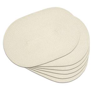 lot 20225 image: Placemats Set of 6, Woven Oval Braided Dining Table Mats(Cream White)