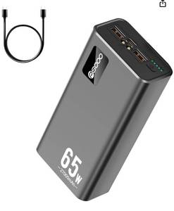 lot 14440 image: PSOOO Portable Charger 27000mAh 65W PD Fast Charging Power Bank, 3-Port External Battery Pack with LED Flashlight, Compatible with iPhone, Samsung, MacBook, Tablet, Travel & Outdoor Use (Blue)