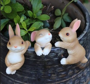 lot 20105 image: Honiweer 3 PCS Rabbit Garden Decor Hanging Rabbit Statue, Micro Landscape Pendant Ornaments, Indoor Shelf & Patio, Funny Rabbit Ornament Gift for Flower Pot Garden Decor