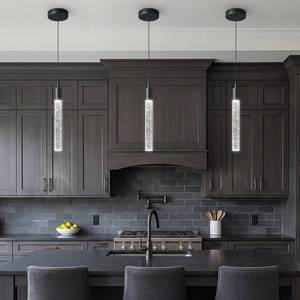 lot 1741 image: zhllmq Modern Kitchen Island Pendant Light Dimmable LED Black Finish Mini Crystal Pendant Lighting Bedroom Bedside Table Small Pendant Lights��3-Pack��