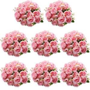 lot 1748 image: Geosar 8 Bundles Artificial Peonies Flowers,Pink