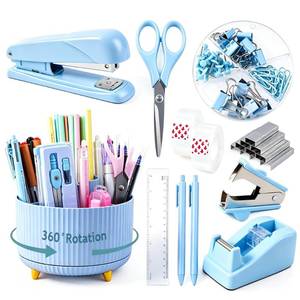 lot 1753 image: Gawsey Blue Desk Organizers and Accessories with Desk Organizer 360° Rotating Pen Holder and Office Supplies, Cute Stationery Supplies Set