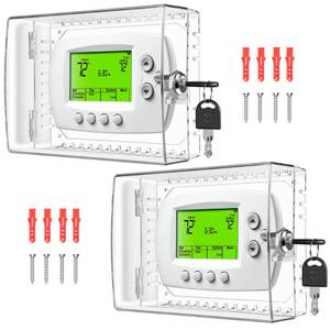 lot 1755 image: TRJ 2 PCS Large Thermostat Lock Box with Key, Clear Thermostat Cover with Lock for Thermostat on Wall, Lockable Thermostat Lock Box Cover, AC Lock Box Cover with Key Fit Thermostat 5Hx6W or Smaller