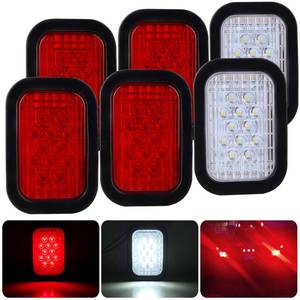 lot 1772 image: 6Pcs 5x3 Led Tail Lights 4 Red2 White 12LED StopTurnBackupReverse Light