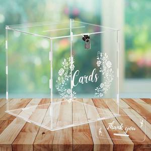 lot 1781 image: CECOLIC Wedding Card Box Clear Acrylic Card Box with Lock & Sign Wedding Money Post Gift Card Holder Box for Reception, Anniversary, Birthday Party, Graduation, Baby Shower Decorations