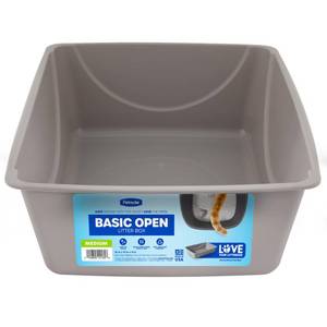 lot 1794 image: Petmate Open Cat Litter Box, Blue MesaMouse Grey,M (Pack of 1), Made in USA