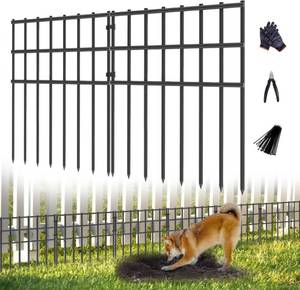 lot 1805 image: 25 Pack Garden Animal Barrier Fence, 17in (H) X 27ft (L) No Dig Fence, Rustproof Metal Garden Fencing Bordere, Decorative Fencing Panel for Dog Rabbits Ground Stakes Defense and Outdoor Patio