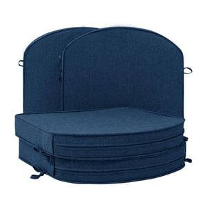 lot 1807 image: Fitfree Outdoor Chair Cushions D Shaped, Set of 4, 17 x 16 Inch, Navy Blue