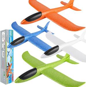 lot 1809 image: BooTaa 4 Pack AirplaneFlying Toys, 17.5 Large Throwing Foam PlaneGliders, 2 Flight Mode, Birthday Gifts for Girls Kids 3 4 5 6 7 8 9 10 11 12 Year Old Boys,Outdoor Sport Game Toys