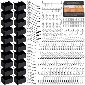lot 1810 image: INCLY 320PCS Pegboard Accessories Organizer Kit with Peg Borad Hooks & Bins