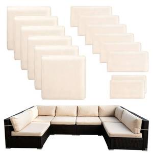 lot 1811 image: Thankyall Outdoor Patio Cushion Covers Replacement, Beige, 14 piece Sets