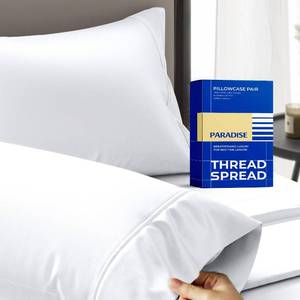 lot 2195 image: Thread Spread 100% Egyptian Cotton Pillow Cases Queen Size Set of 2 - Luxury 1000 Series Paradise Collection Queen Pillow Cases (White), Soft Cooling Sateen Hotel Egyptian Cotton Pillowcases